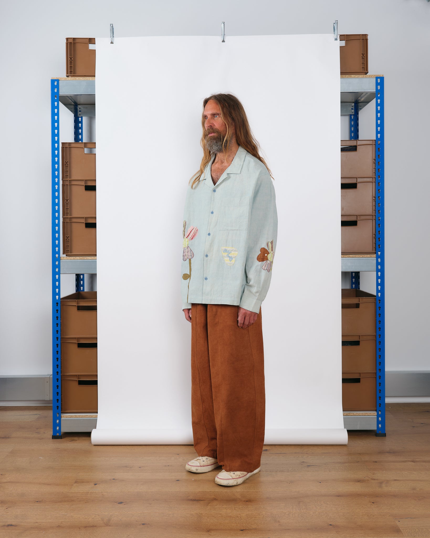 Greetings Shirt LS - Blue Pansy